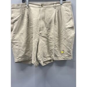 Augusta National Golf Shop Shorts Mens 40 7" Inseam Tan Masters Logo Pleated
